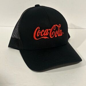 Coca Cola Trucker Hat Black & Red SnapBack Mesh Pacific Headwear